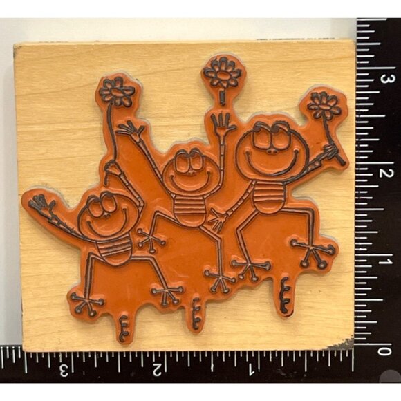 2008 PENNY BLACK 3835K TOADILY YOURS WOOD MOUNTED RUBBER STAMP TOAD FROG LOVE - Picture 3 of 6